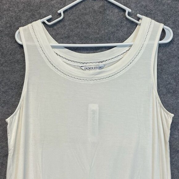NWT PENDLETON Tank Top Women's XL Ivory Sleeveless Stretch Pullover Scoop Neck - Picture 2 of 15
